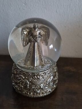 Silver Angel Snow Globe